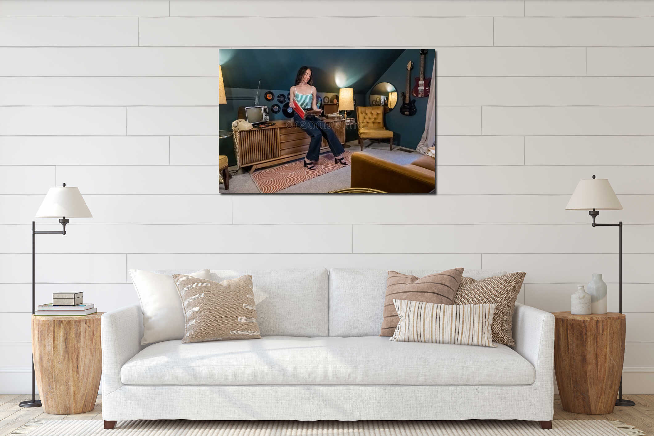 Canvas hanging interior mockup
