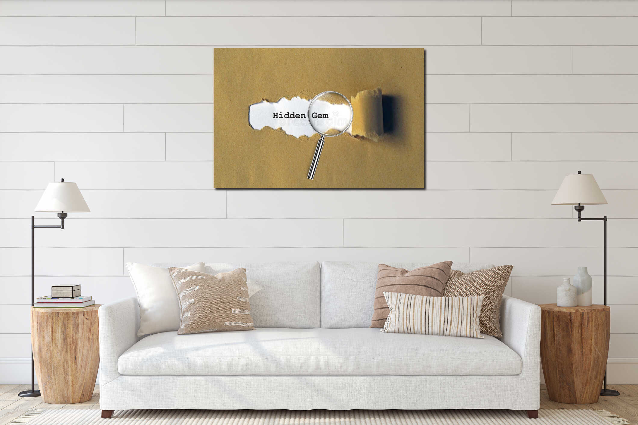 Canvas hanging interior mockup