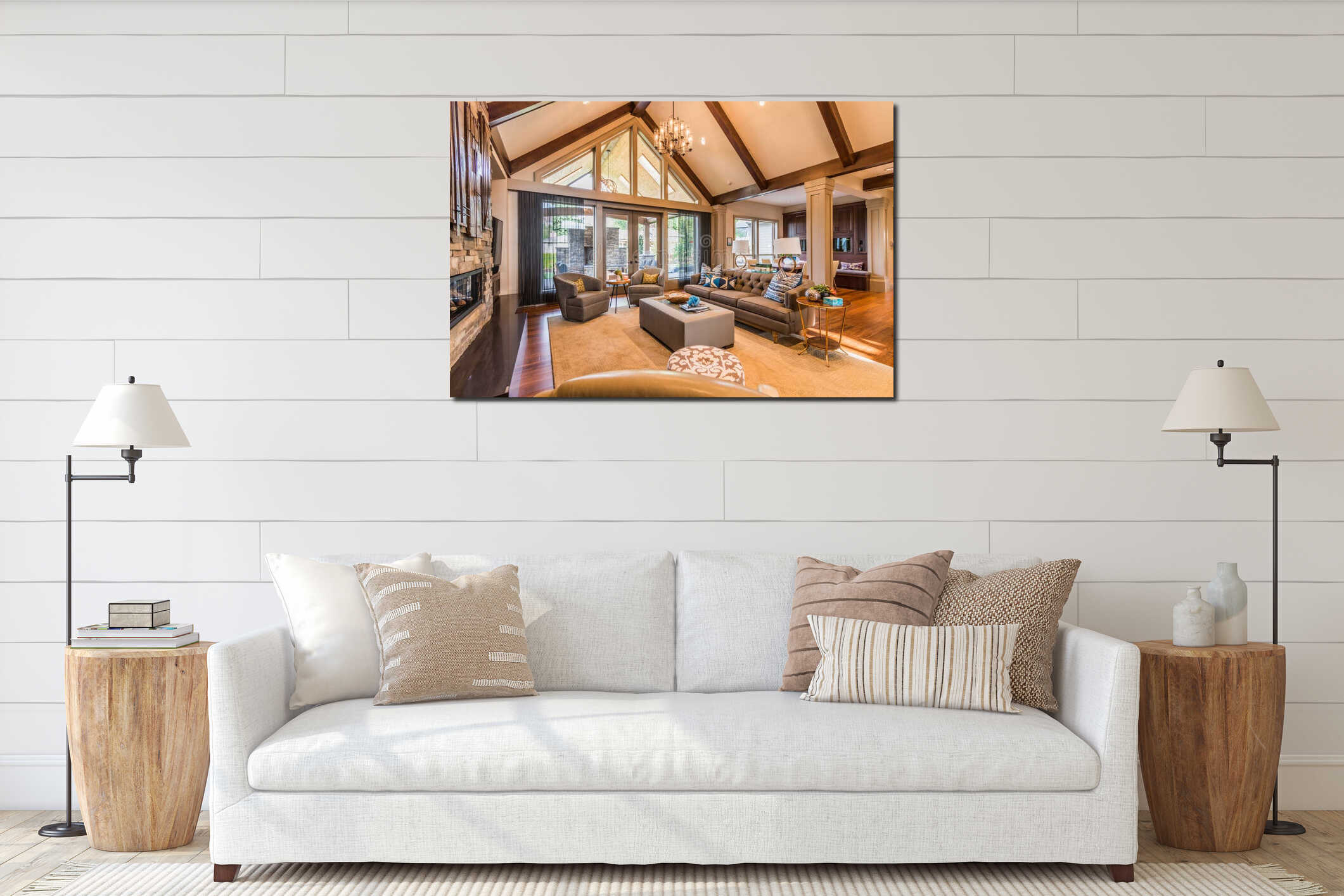Canvas hanging interior mockup