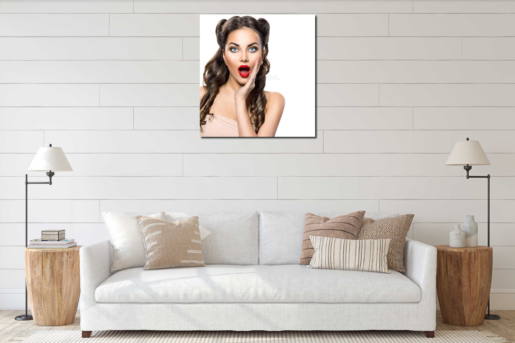 Canvas hanging interior mockup