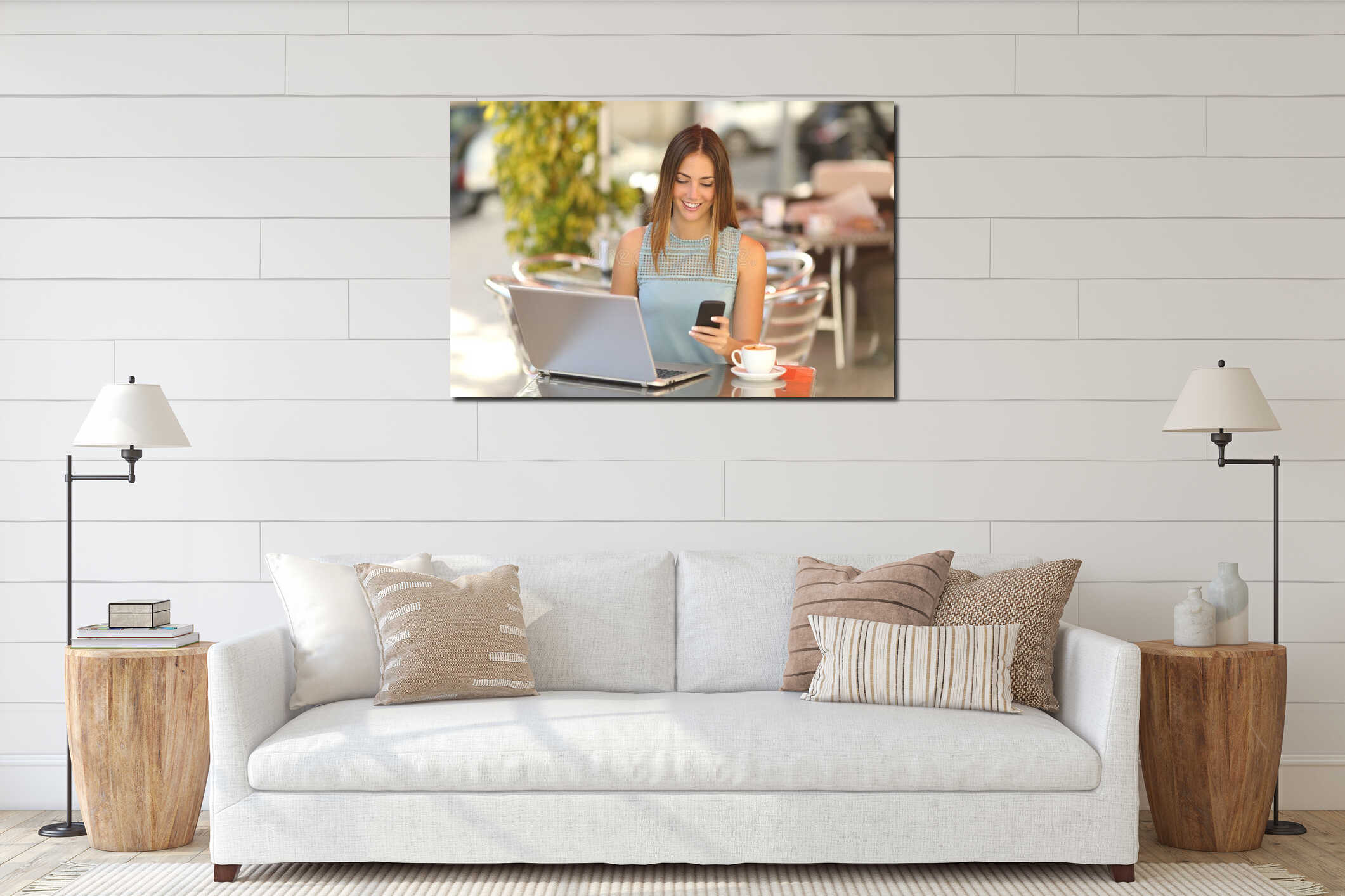 Canvas hanging interior mockup