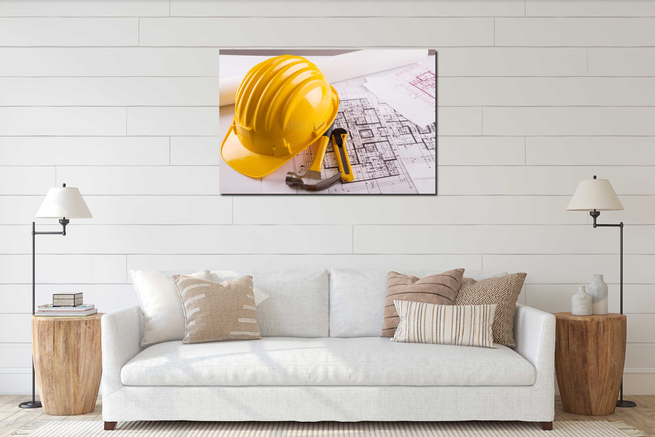 Canvas hanging interior mockup