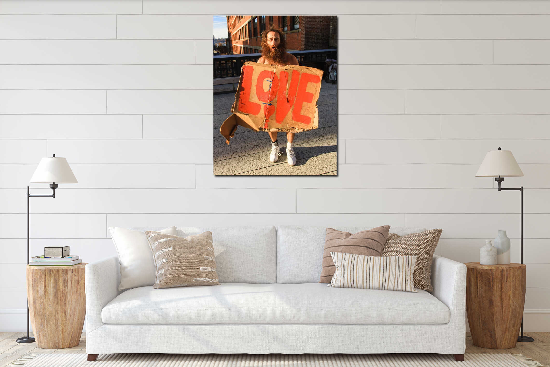 Canvas hanging interior mockup