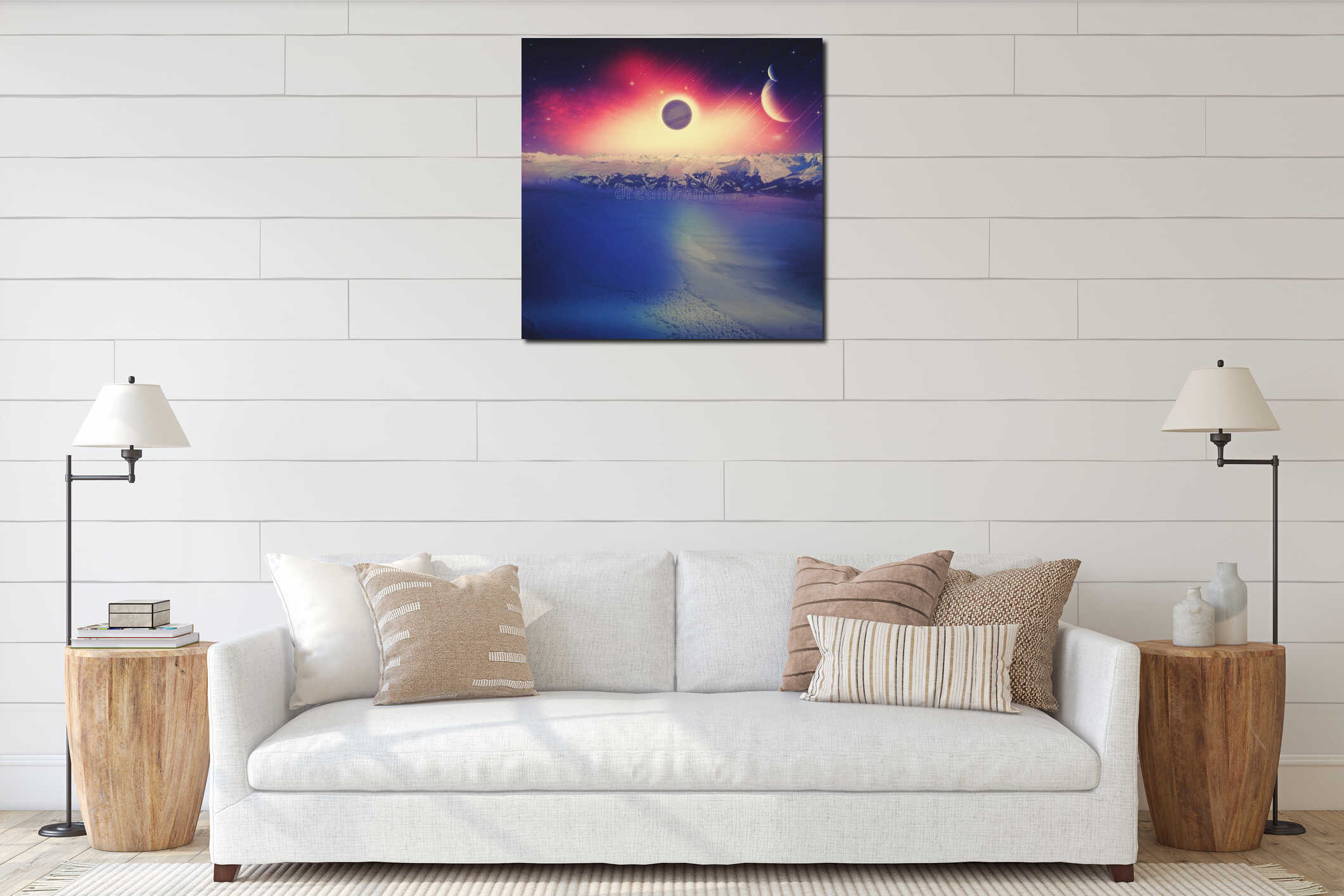 Canvas hanging interior mockup