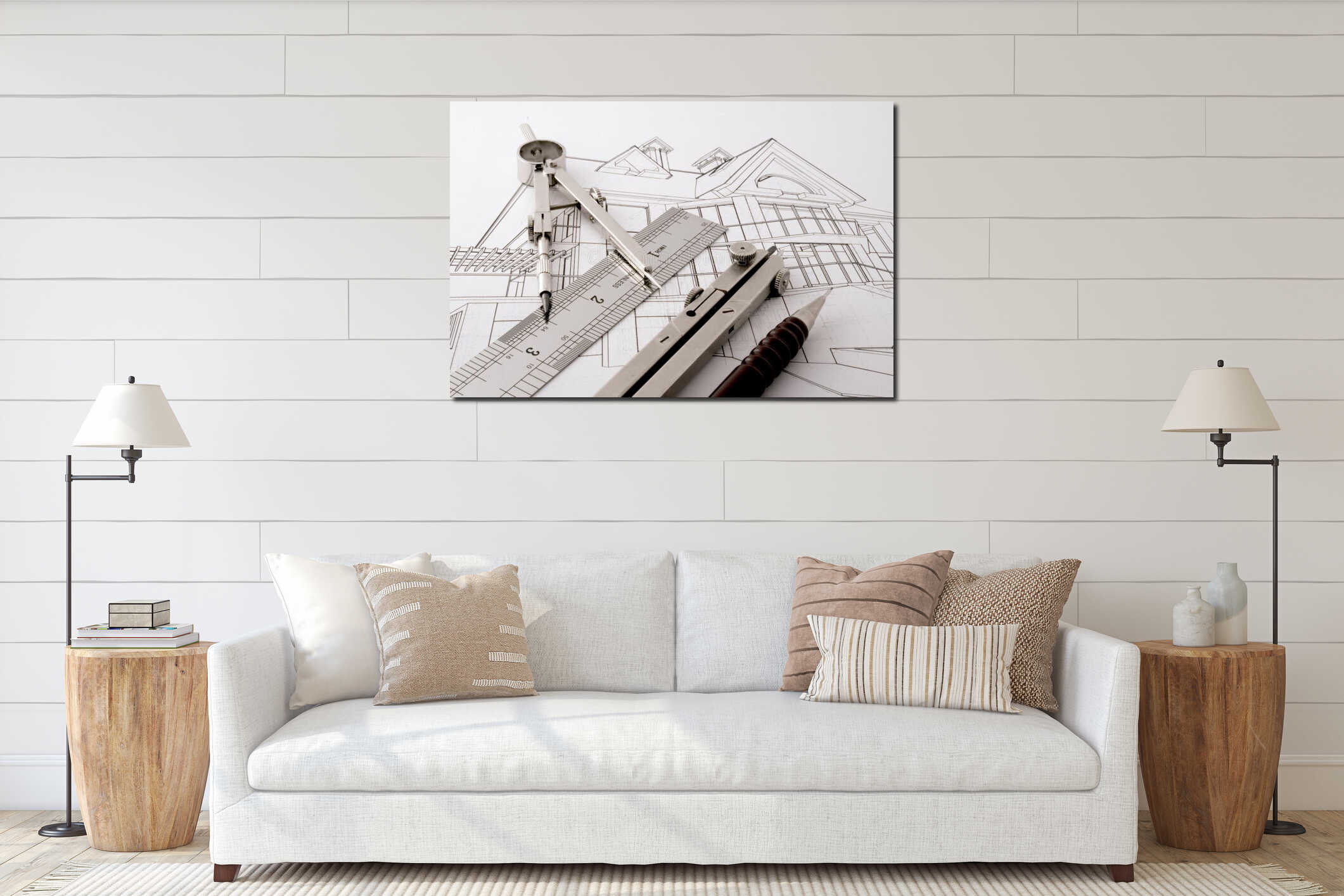 Canvas hanging interior mockup