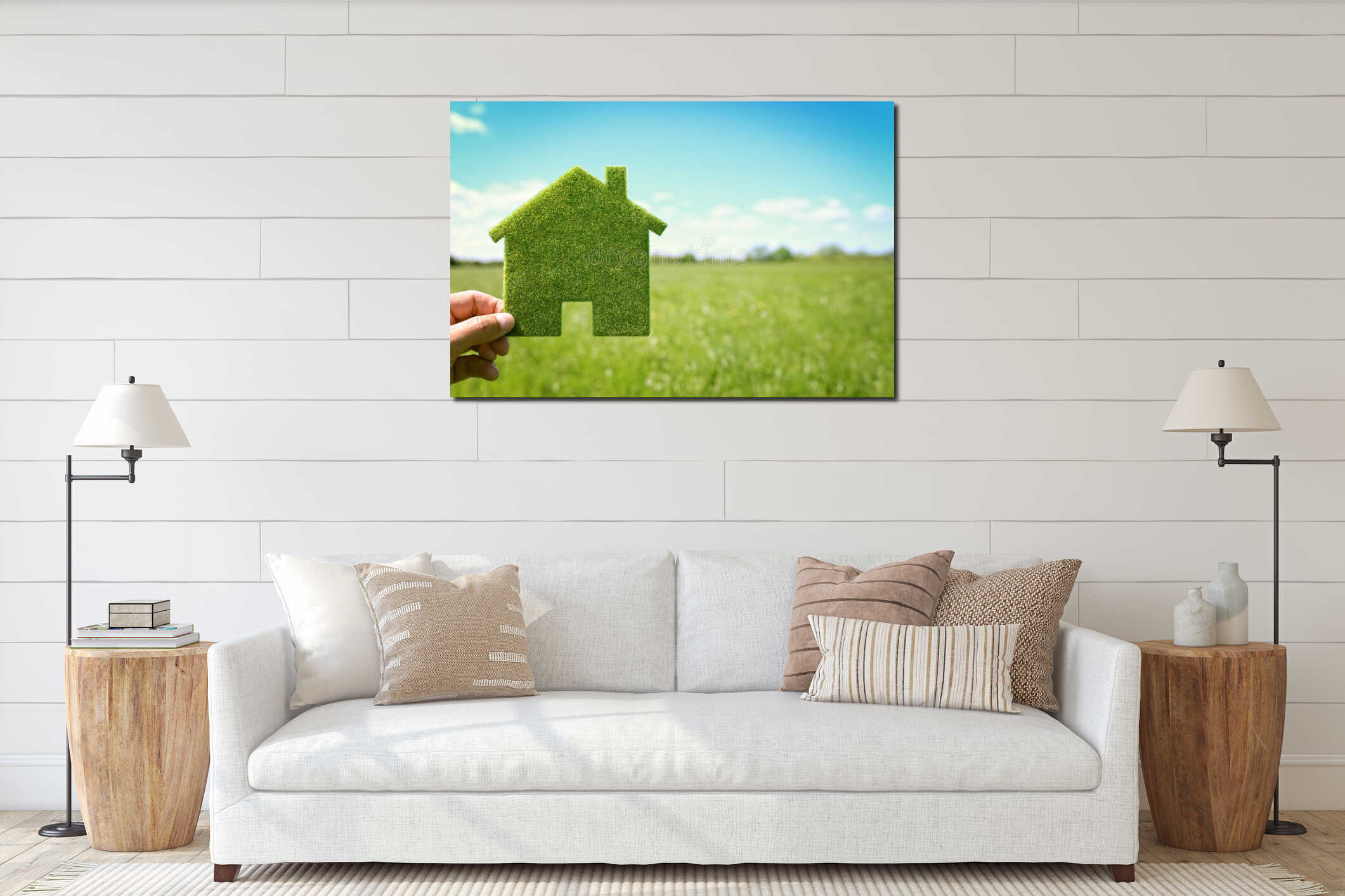 Canvas hanging interior mockup