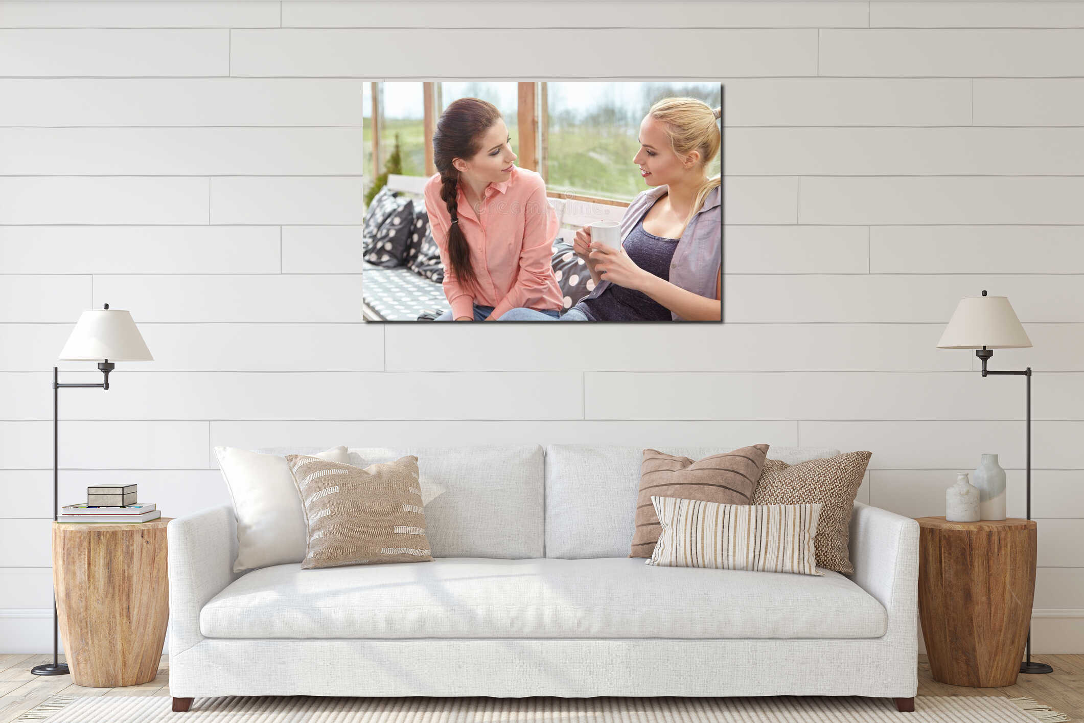 Canvas hanging interior mockup