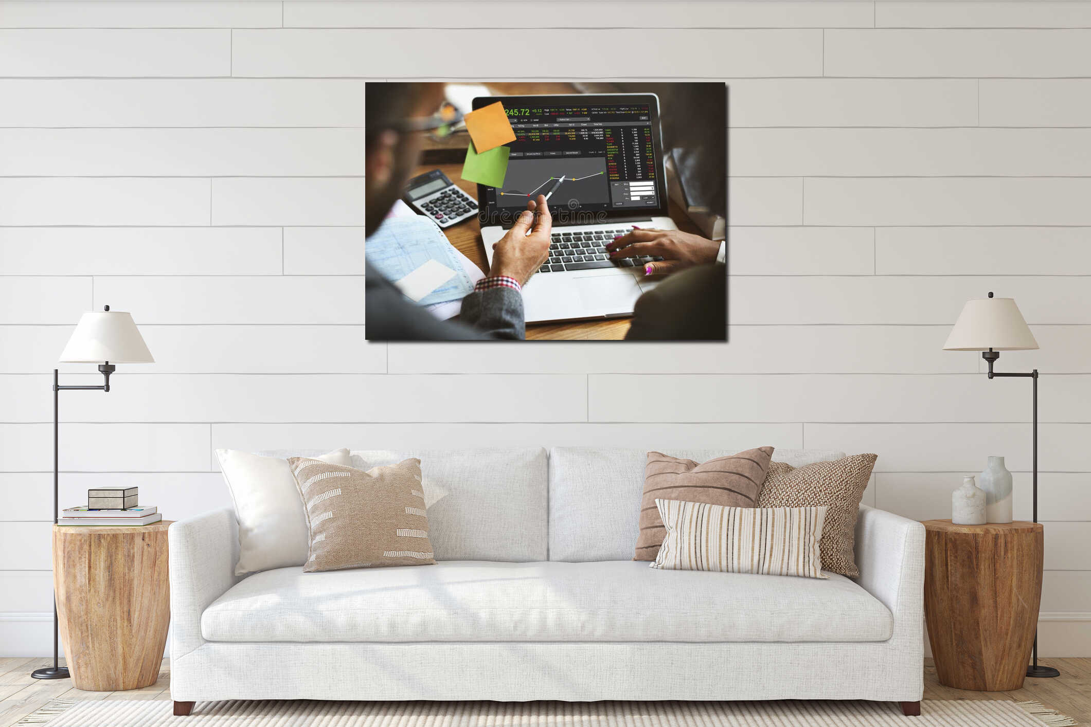 Canvas hanging interior mockup