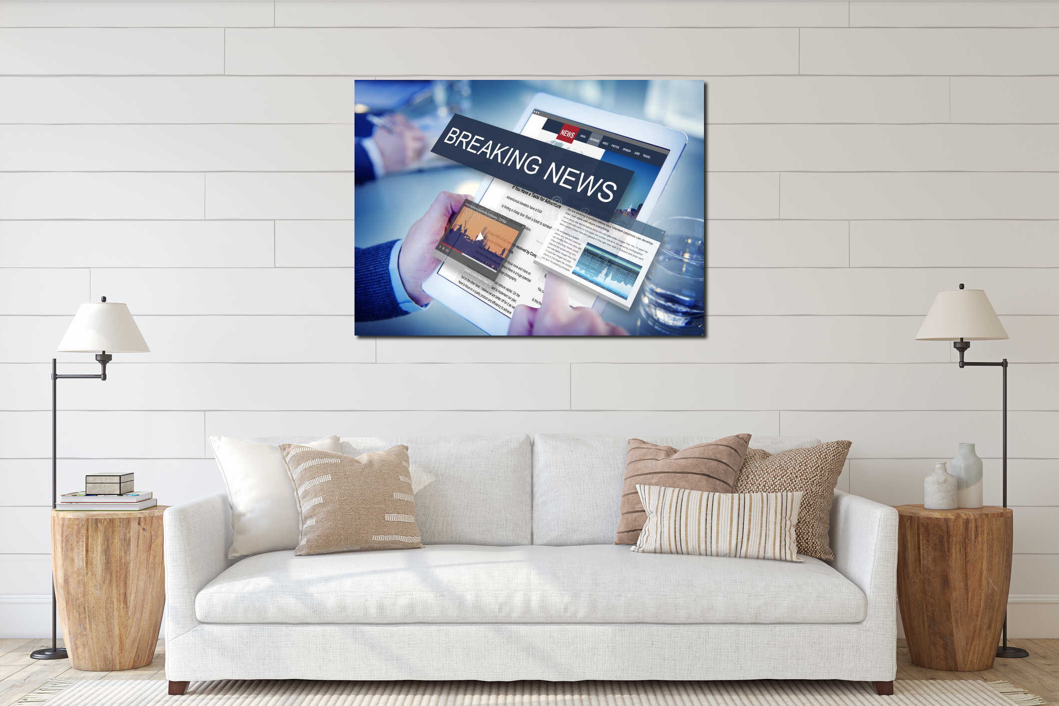 Canvas hanging interior mockup