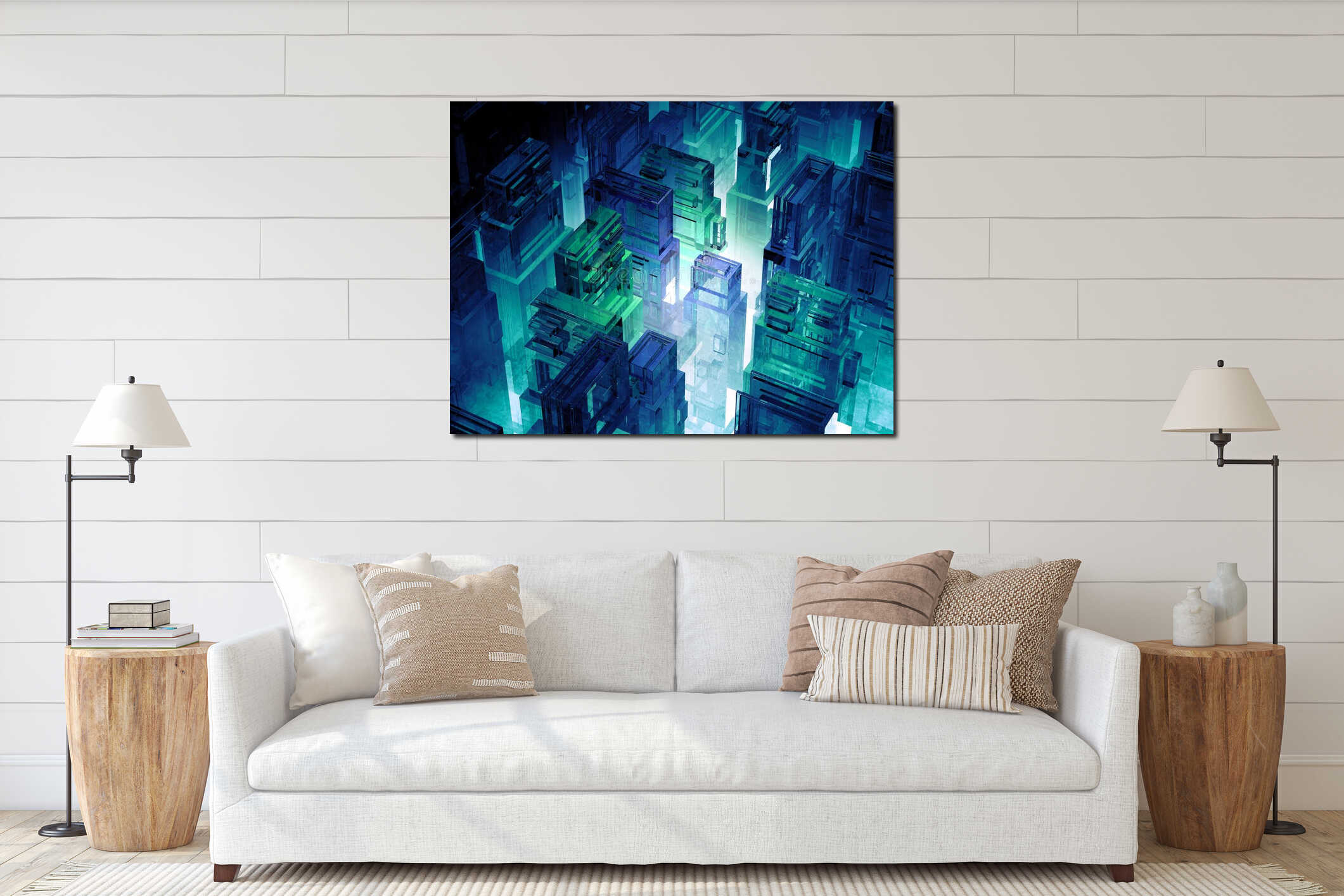 Canvas hanging interior mockup