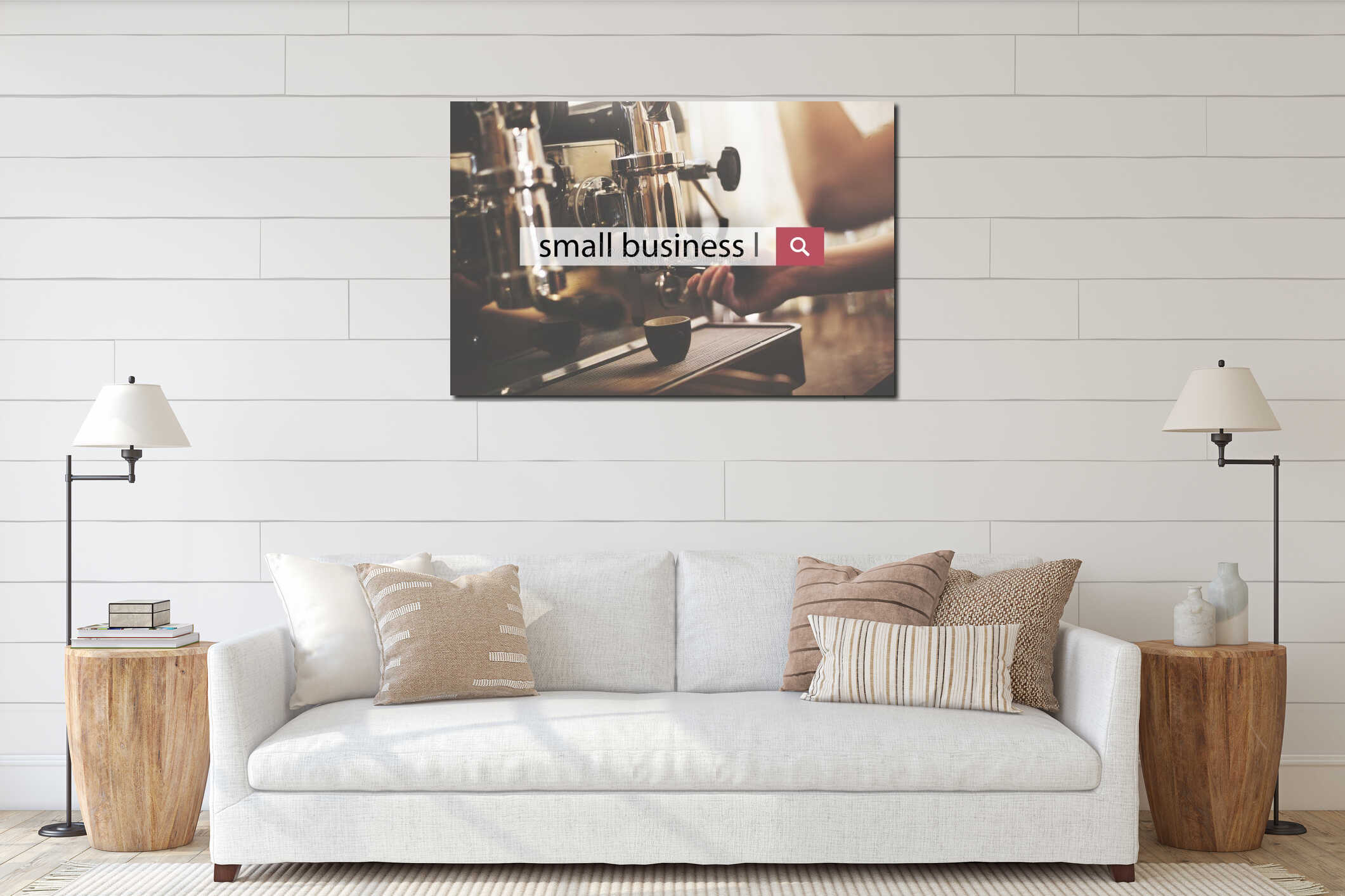Canvas hanging interior mockup
