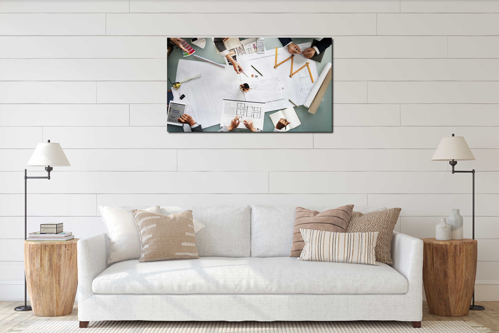 Canvas hanging interior mockup