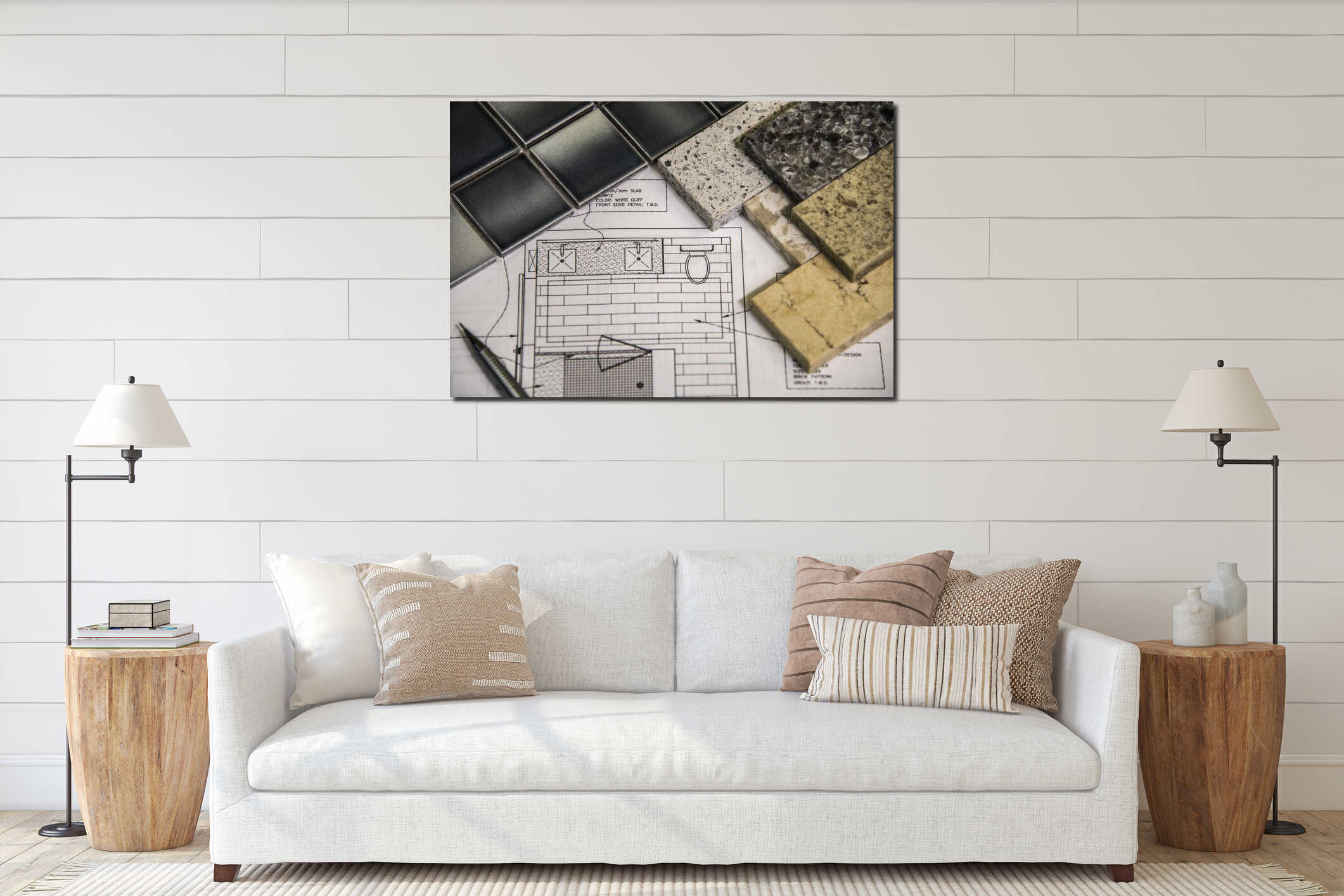 Canvas hanging interior mockup