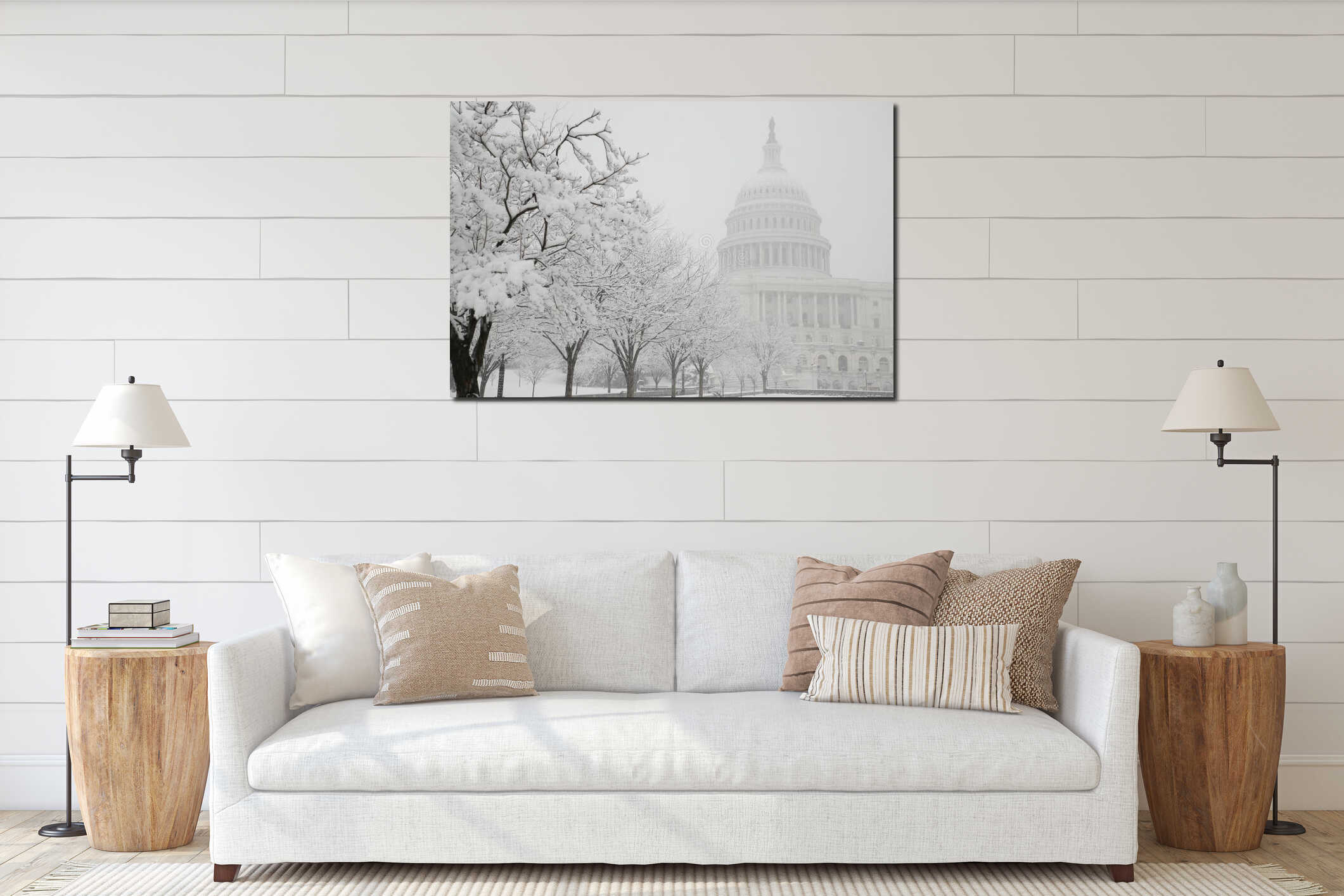 Canvas hanging interior mockup