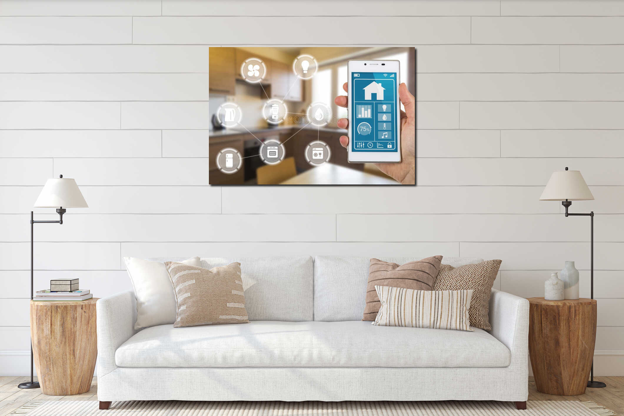 Canvas hanging interior mockup