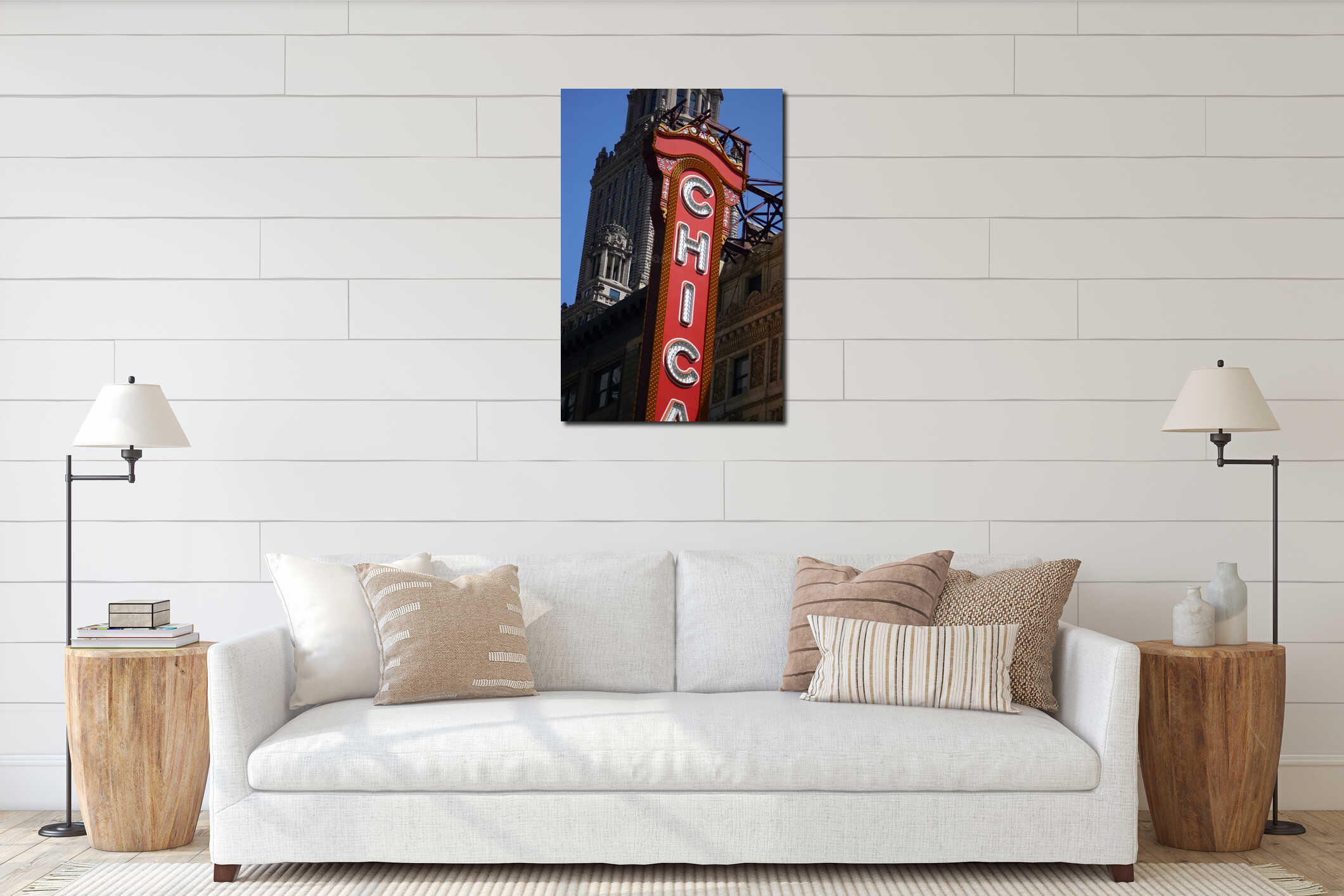 Canvas hanging interior mockup