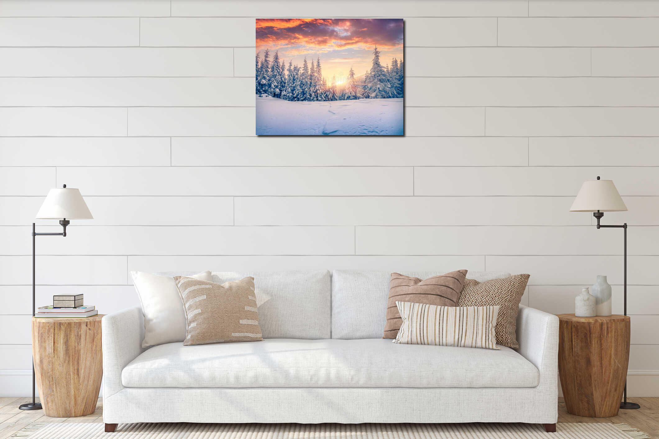 Canvas hanging interior mockup