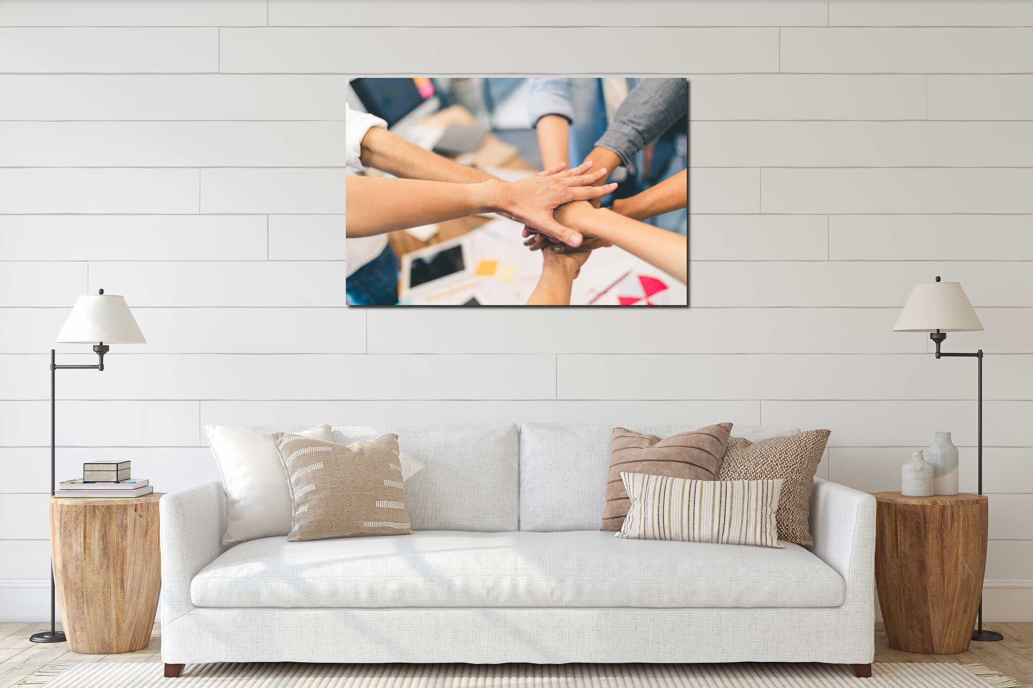 Canvas hanging interior mockup
