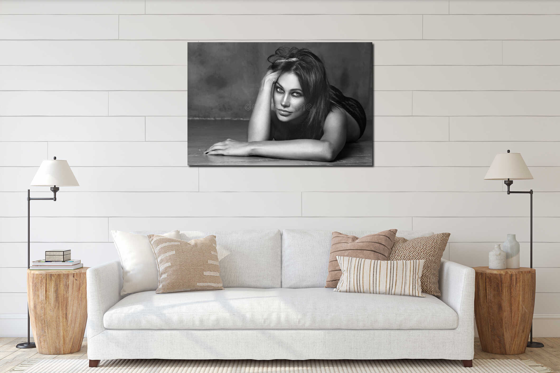 Canvas hanging interior mockup